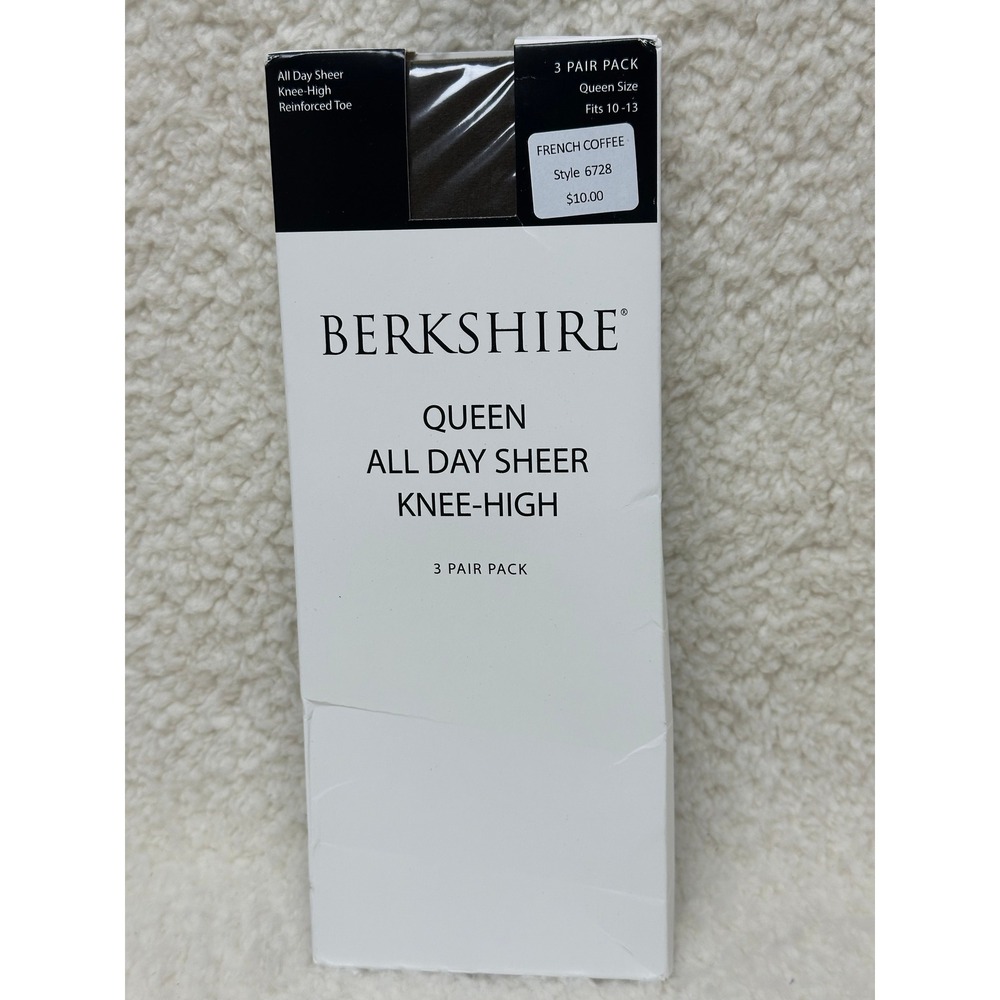Berkshire Knee-High Stockings Queen All Day Sheer French Coffee 3 Pair Pack 6728